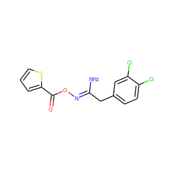 N/C(Cc1ccc(Cl)c(Cl)c1)=N\OC(=O)c1cccs1 ZINC000004685105