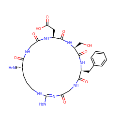 N/C1=N\C(=O)CNC(=O)[C@H](Cc2ccccc2)NC(=O)[C@H](CO)NC(=O)[C@H](CC(=O)O)NC(=O)CNC(=O)[C@@H](N)CCCN1 ZINC000096902816