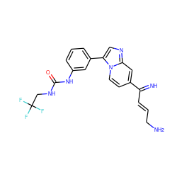 N=C(/C=C/CN)c1ccn2c(-c3cccc(NC(=O)NCC(F)(F)F)c3)cnc2c1 ZINC000261107348