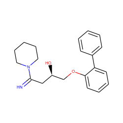 N=C(C[C@@H](O)COc1ccccc1-c1ccccc1)N1CCCCC1 ZINC000002506518