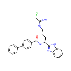 N=C(CCl)NCCC[C@H](NC(=O)c1ccc(-c2ccccc2)cc1)c1nc2ccccc2[nH]1 ZINC000575419599