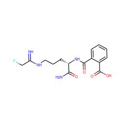 N=C(CF)NCCC[C@H](NC(=O)c1ccccc1C(=O)O)C(N)=O ZINC000073138537