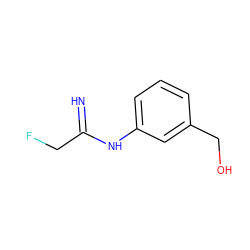 N=C(CF)Nc1cccc(CO)c1 ZINC000013780456