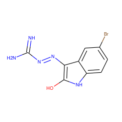 N=C(N)/N=N/c1c(O)[nH]c2ccc(Br)cc12 ZINC000017877686