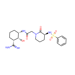 N=C(N)[C@@H]1CCC[C@H](NC(=O)CN2CCC[C@H](NS(=O)(=O)c3ccccc3)C2=O)[C@@H]1O ZINC000027521517