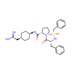 N=C(N)C[C@H]1CC[C@@H](NC(=O)[C@@H]2CCCN2C(=O)[C@@H](Cc2ccccc2)NS(=O)(=O)Cc2ccccc2)CC1 ZINC000253647949