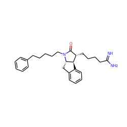 N=C(N)CCCC[C@H]1C(=O)N(CCCCCc2ccccc2)[C@H]2Cc3ccccc3[C@@H]21 ZINC000029399909