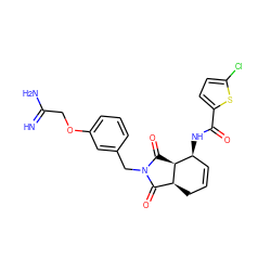 N=C(N)COc1cccc(CN2C(=O)[C@@H]3CC=C[C@H](NC(=O)c4ccc(Cl)s4)[C@@H]3C2=O)c1 ZINC000064512722