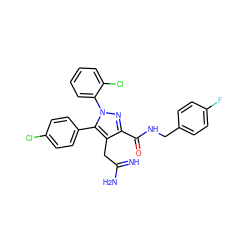 N=C(N)Cc1c(C(=O)NCc2ccc(F)cc2)nn(-c2ccccc2Cl)c1-c1ccc(Cl)cc1 ZINC000045350145