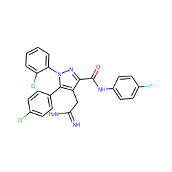 N=C(N)Cc1c(C(=O)Nc2ccc(F)cc2)nn(-c2ccccc2Cl)c1-c1ccc(Cl)cc1 ZINC000043195723