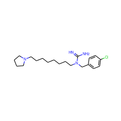 N=C(N)N(CCCCCCCCN1CCCC1)Cc1ccc(Cl)cc1 ZINC000013809094