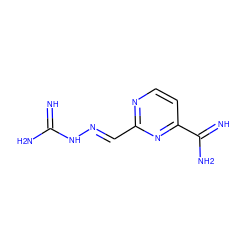 N=C(N)N/N=C/c1nccc(C(=N)N)n1 ZINC000013861137