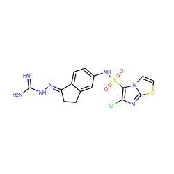 N=C(N)N/N=C1\CCc2cc(NS(=O)(=O)c3c(Cl)nc4sccn34)ccc21 ZINC000045303165