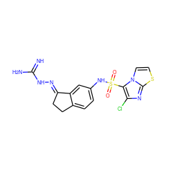 N=C(N)N/N=C1\CCc2ccc(NS(=O)(=O)c3c(Cl)nc4sccn34)cc21 ZINC000045290611