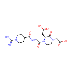 N=C(N)N1CCC(C(=O)NCC(=O)N2CCN(CC(=O)O)C(=O)[C@@H]2CC(=O)O)CC1 ZINC000013777962