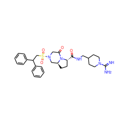 N=C(N)N1CCC(CNC(=O)[C@@H]2CC[C@H]3CN(S(=O)(=O)CC(c4ccccc4)c4ccccc4)CC(=O)N32)CC1 ZINC000034689147