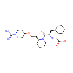 N=C(N)N1CCC(OCC[C@@H]2CCCCN2C(=O)[C@@H](CC2CCCCC2)NCC(=O)O)CC1 ZINC000013473938