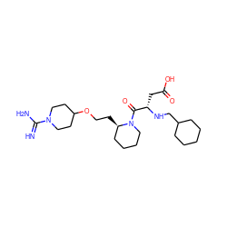 N=C(N)N1CCC(OCC[C@@H]2CCCCN2C(=O)[C@H](CC(=O)O)NCC2CCCCC2)CC1 ZINC000013473950