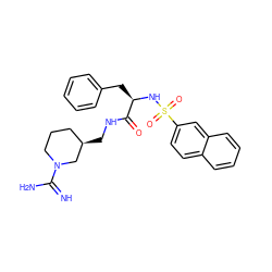 N=C(N)N1CCC[C@@H](CNC(=O)[C@@H](Cc2ccccc2)NS(=O)(=O)c2ccc3ccccc3c2)C1 ZINC000013739743