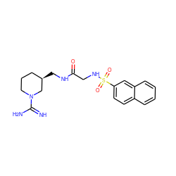 N=C(N)N1CCC[C@@H](CNC(=O)CNS(=O)(=O)c2ccc3ccccc3c2)C1 ZINC000013739741