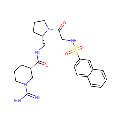 N=C(N)N1CCC[C@H](C(=O)NC[C@@H]2CCCN2C(=O)CNS(=O)(=O)c2ccc3ccccc3c2)C1 ZINC000013436180