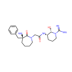 N=C(N)N1CCC[C@H](NC(=O)CN2CCCC[C@](N)(Cc3ccccc3)C2=O)[C@@H]1O ZINC000026489851