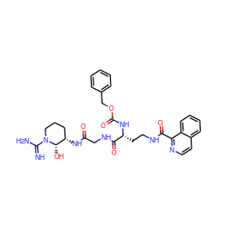 N=C(N)N1CCC[C@H](NC(=O)CNC(=O)[C@@H](CCNC(=O)c2nccc3ccccc23)NC(=O)OCc2ccccc2)[C@@H]1O ZINC000027097529