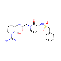 N=C(N)N1CCC[C@H](NC(=O)Cn2cccc(NS(=O)(=O)Cc3ccccc3)c2=O)[C@@H]1O ZINC000029341162