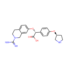 N=C(N)N1CCc2ccc(O[C@@H](C(=O)O)c3ccc(O[C@H]4CCNC4)cc3)cc2C1 ZINC000013782213