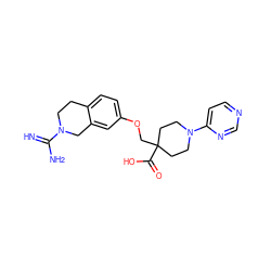 N=C(N)N1CCc2ccc(OCC3(C(=O)O)CCN(c4ccncn4)CC3)cc2C1 ZINC000013644389