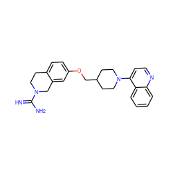 N=C(N)N1CCc2ccc(OCC3CCN(c4ccnc5ccccc45)CC3)cc2C1 ZINC000012355155