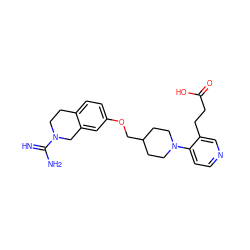 N=C(N)N1CCc2ccc(OCC3CCN(c4ccncc4CCC(=O)O)CC3)cc2C1 ZINC000013644383