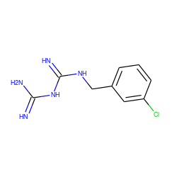 N=C(N)NC(=N)NCc1cccc(Cl)c1 ZINC000146906604