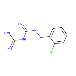 N=C(N)NC(=N)NCc1ccccc1Cl ZINC000095832095