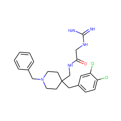 N=C(N)NCC(=O)NCC1(Cc2ccc(Cl)c(Cl)c2)CCN(Cc2ccccc2)CC1 ZINC000299821486