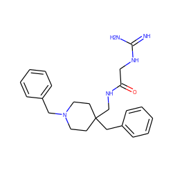 N=C(N)NCC(=O)NCC1(Cc2ccccc2)CCN(Cc2ccccc2)CC1 ZINC000299821526