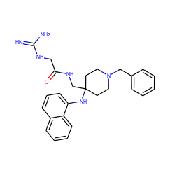 N=C(N)NCC(=O)NCC1(Nc2cccc3ccccc23)CCN(Cc2ccccc2)CC1 ZINC000299819245