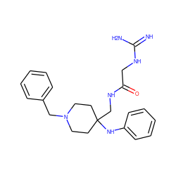 N=C(N)NCC(=O)NCC1(Nc2ccccc2)CCN(Cc2ccccc2)CC1 ZINC000299821511