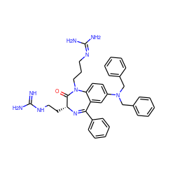 N=C(N)NCC[C@H]1N=C(c2ccccc2)c2cc(N(Cc3ccccc3)Cc3ccccc3)ccc2N(CCCN=C(N)N)C1=O ZINC000026493099