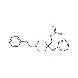 N=C(N)NCC1(Nc2ccccc2)CCN(CCc2ccccc2)CC1 ZINC000299829444