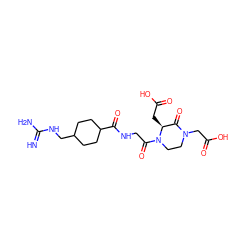 N=C(N)NCC1CCC(C(=O)NCC(=O)N2CCN(CC(=O)O)C(=O)[C@@H]2CC(=O)O)CC1 ZINC000013777956