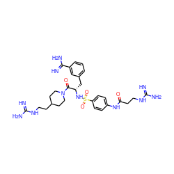 N=C(N)NCCC(=O)Nc1ccc(S(=O)(=O)N[C@@H](Cc2cccc(C(=N)N)c2)C(=O)N2CCC(CCNC(=N)N)CC2)cc1 ZINC000034689228