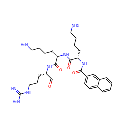 N=C(N)NCCC[C@@H](C=O)NC(=O)[C@H](CCCCN)NC(=O)[C@H](CCCCN)NC(=O)c1ccc2ccccc2c1 ZINC000042890354