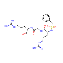 N=C(N)NCCC[C@@H](C=O)NC(=O)CNC(=O)[C@@H](CCCNC(=N)N)NS(=O)(=O)Cc1ccccc1 ZINC000033974726