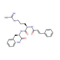 N=C(N)NCCC[C@@H](NC(=O)/C=C/c1ccccc1)C(=O)N[C@H](Cc1ccccc1)C(N)=O ZINC000095562270