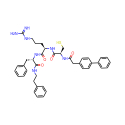 N=C(N)NCCC[C@@H](NC(=O)[C@@H](CS)NC(=O)Cc1ccc(-c2ccccc2)cc1)C(=O)N[C@@H](Cc1ccccc1)C(=O)NCCc1ccccc1 ZINC000029136043