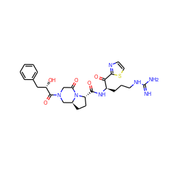 N=C(N)NCCC[C@@H](NC(=O)[C@@H]1CC[C@H]2CN(C(=O)[C@@H](O)Cc3ccccc3)CC(=O)N21)C(=O)c1nccs1 ZINC000026969115