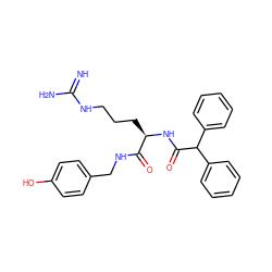 N=C(N)NCCC[C@@H](NC(=O)C(c1ccccc1)c1ccccc1)C(=O)NCc1ccc(O)cc1 ZINC000003811314