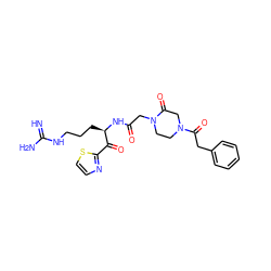 N=C(N)NCCC[C@@H](NC(=O)CN1CCN(C(=O)Cc2ccccc2)CC1=O)C(=O)c1nccs1 ZINC000027852288