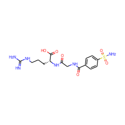 N=C(N)NCCC[C@@H](NC(=O)CNC(=O)c1ccc(S(N)(=O)=O)cc1)C(=O)O ZINC000027640396